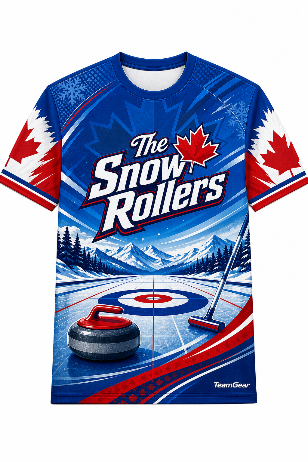 The Snow Rollers Blue Curling Jersey design