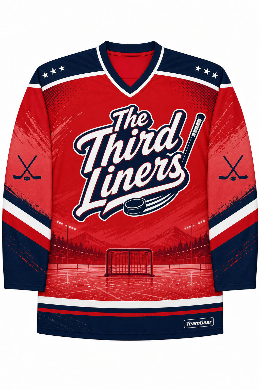 The Third Liners Red Hockey Jersey design