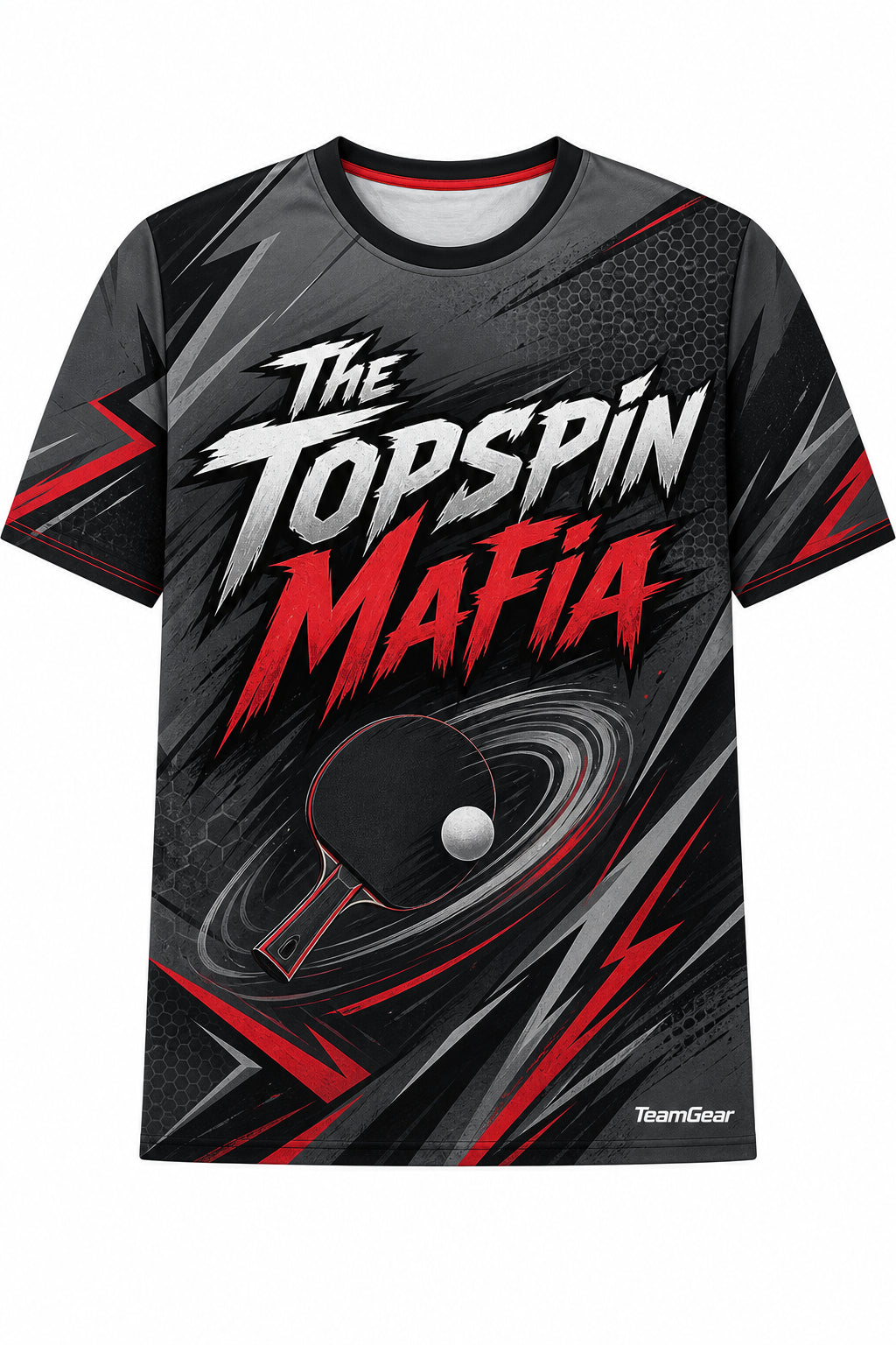 The Topspin Mafia Grey Table Tennis Jersey with name and number