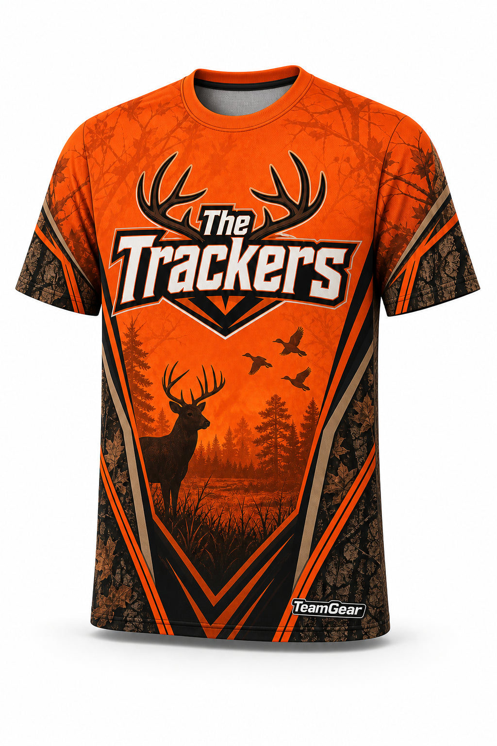 The Trackers Orange Hunting Jersey - front and back view