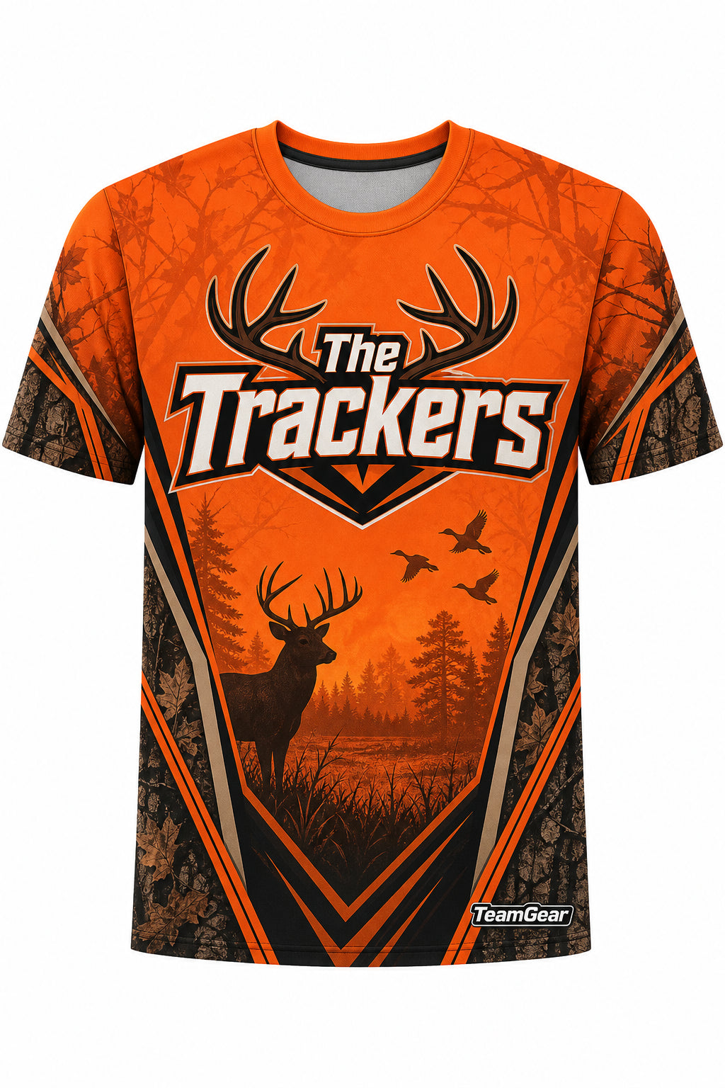The Trackers Orange Hunting Jersey design