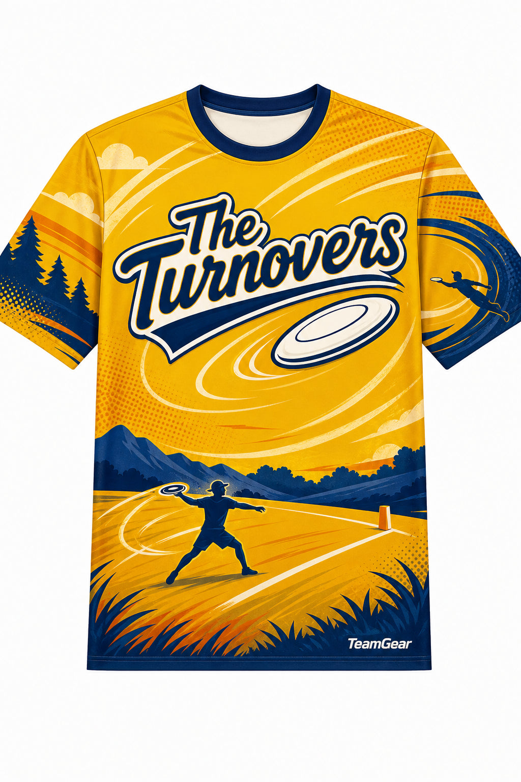 The Turnovers Gold Ultimate Frisbee Jersey design