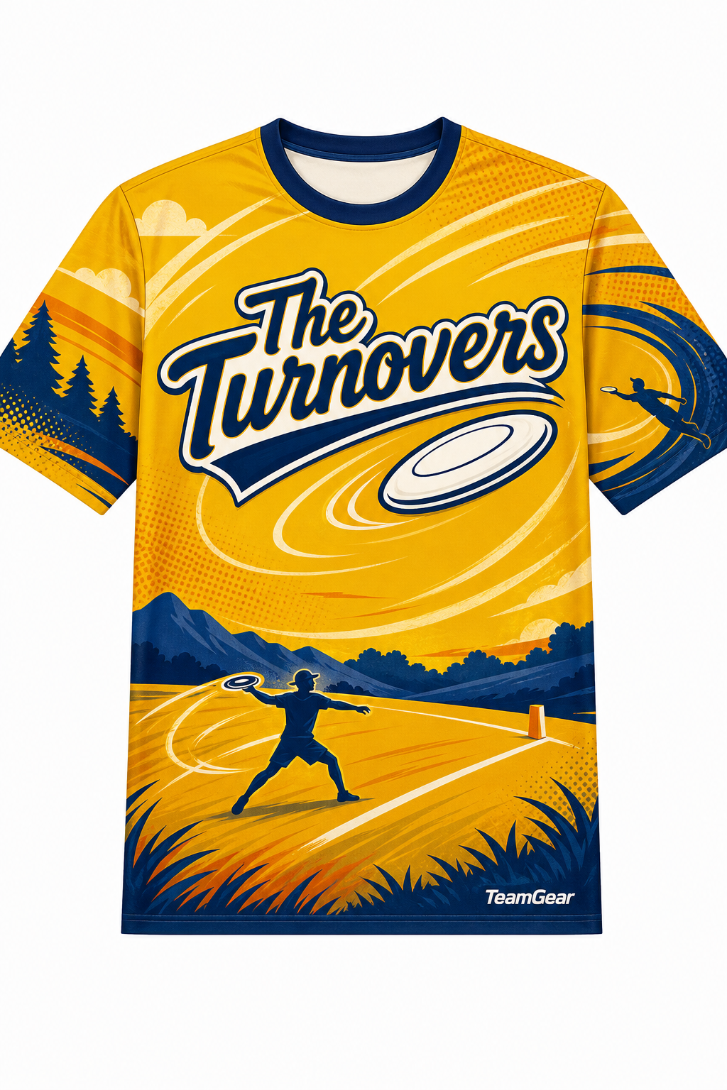 The Turnovers Gold Ultimate Frisbee Jersey design