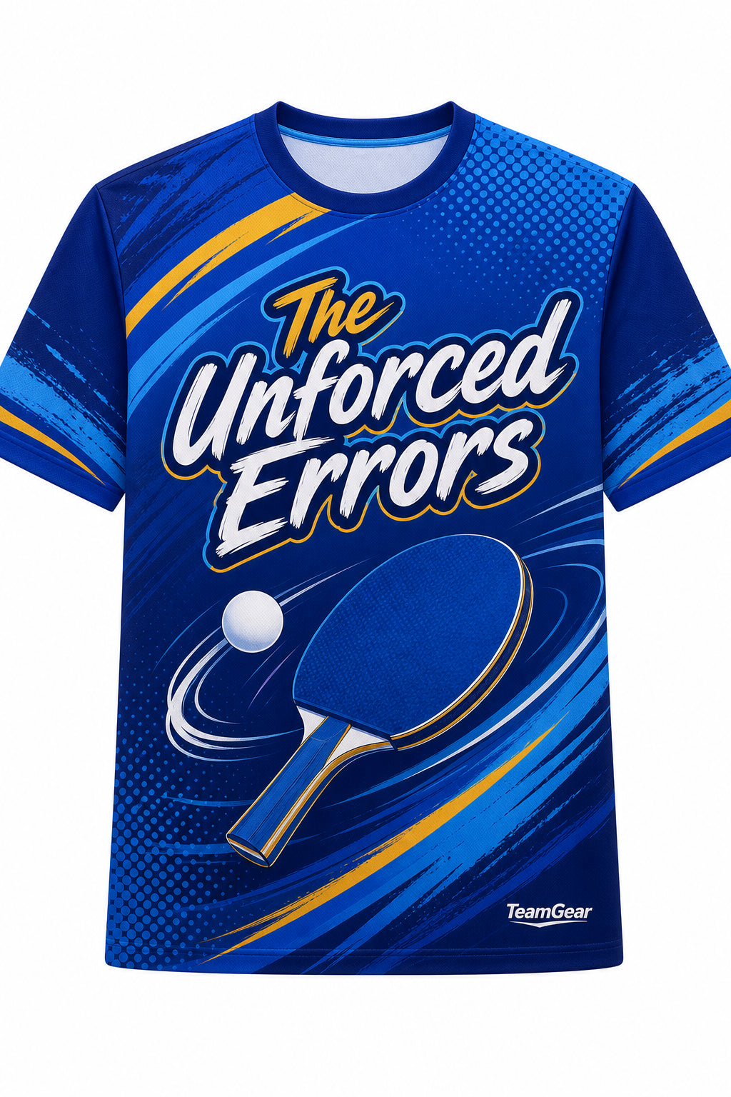 The Unforced Errors Blue Table Tennis Jersey with name and number