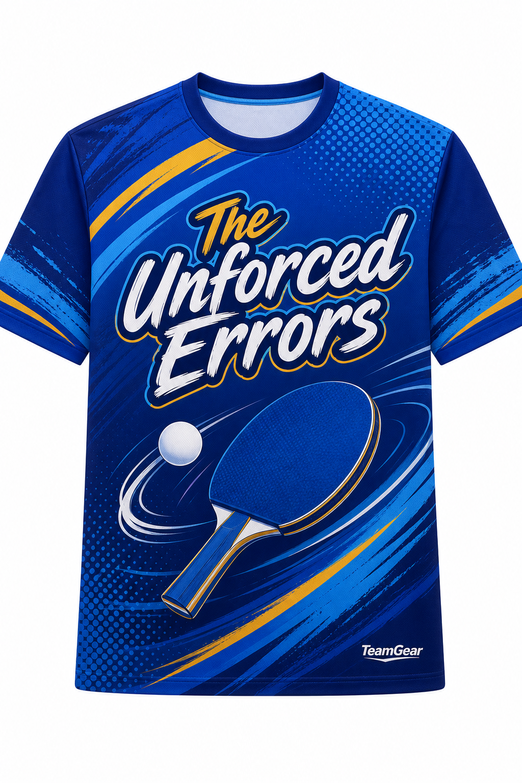 The Unforced Errors Blue Table Tennis Jersey with name and number