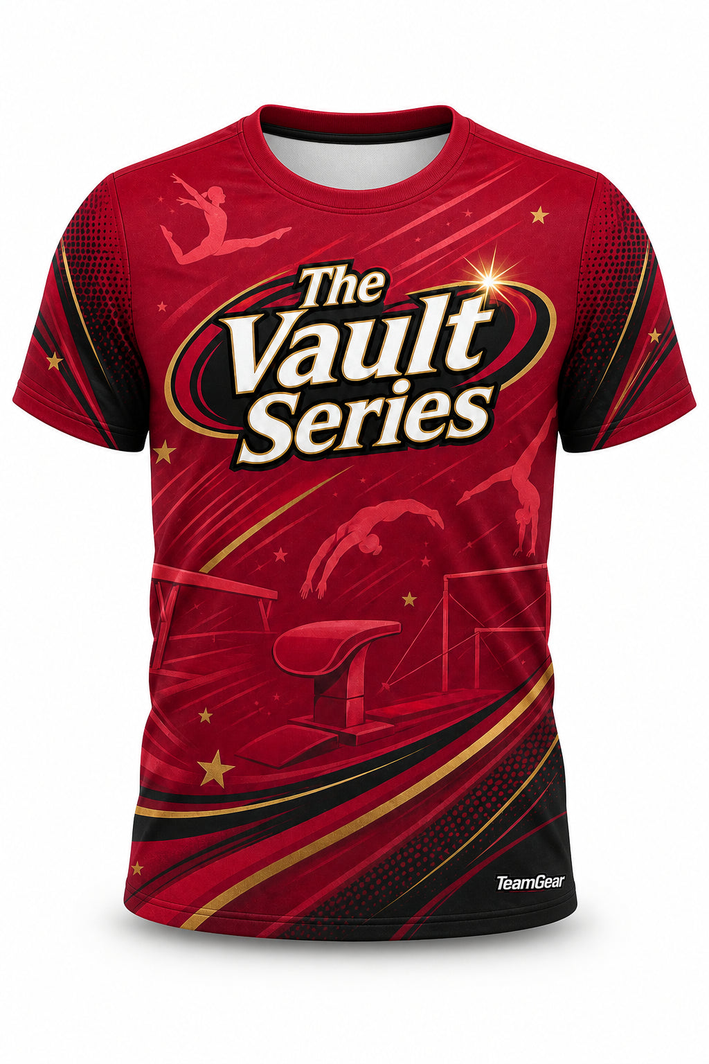 The Vault Series Crimson Gymnastics Jersey - front and back view