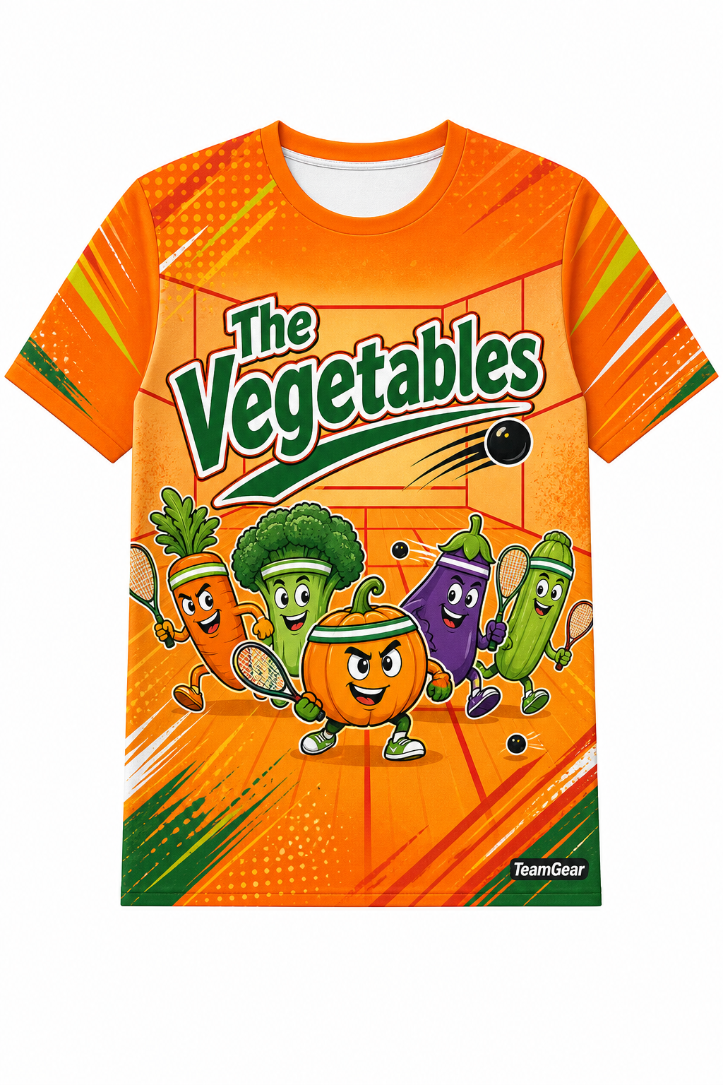 The Vegetables Orange Squash Jersey with name and number