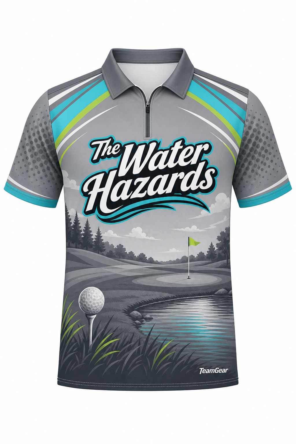 The Water Hazards Grey Golf Polo design