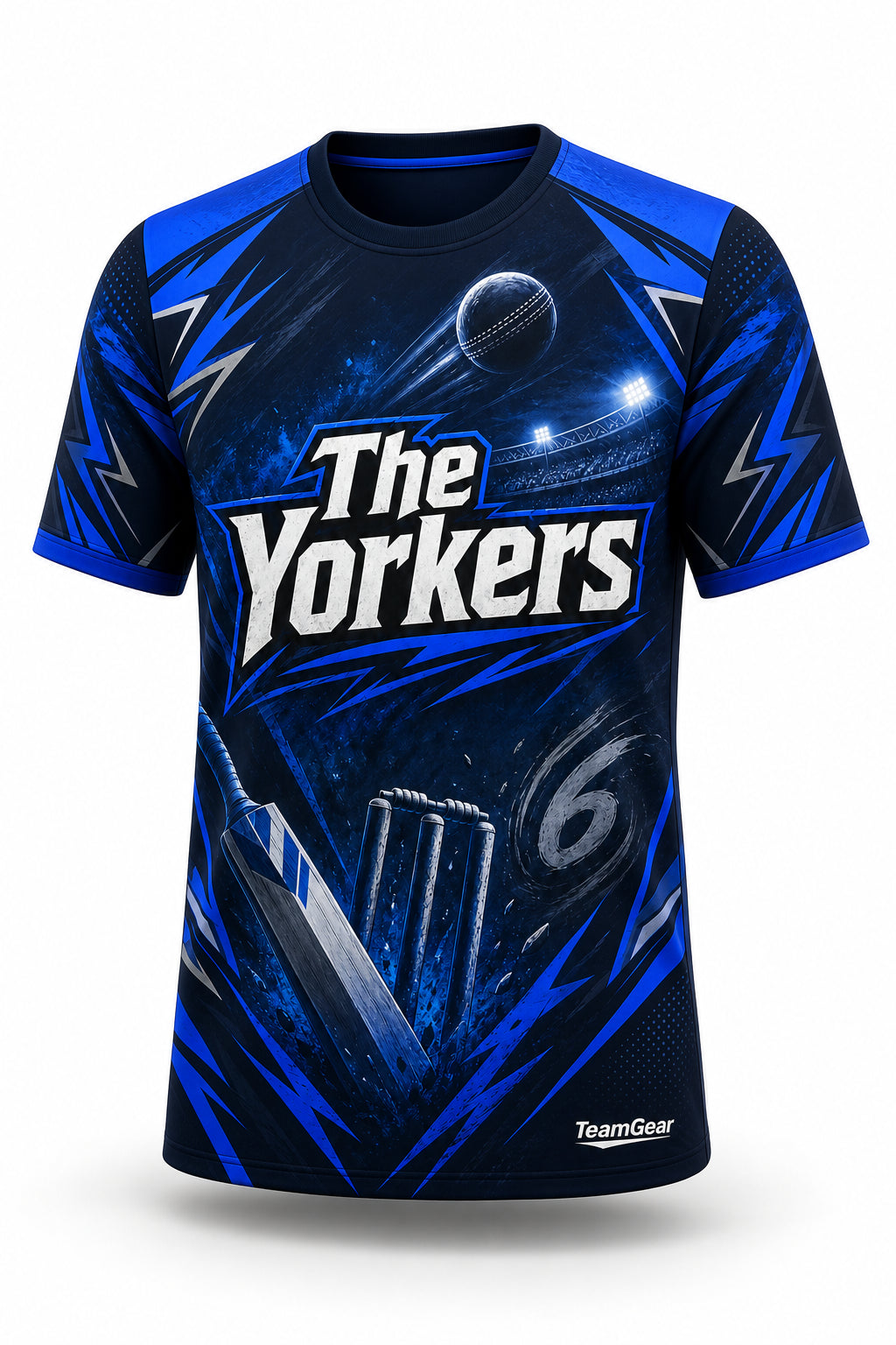 The Yorkers Blue Cricket Jersey - front and back view