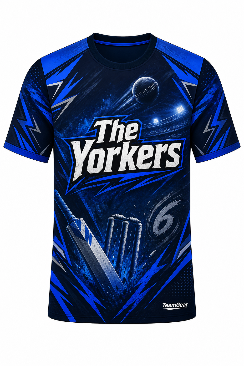 The Yorkers Blue Cricket Jersey design