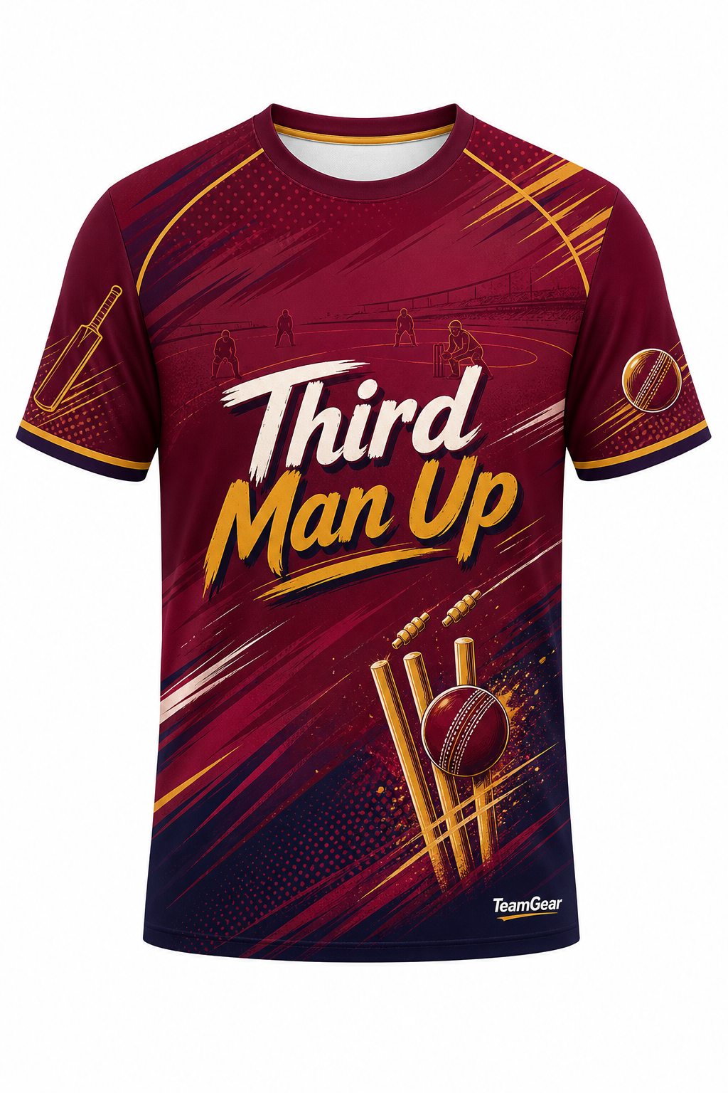 Third Man Up Maroon Cricket Jersey design