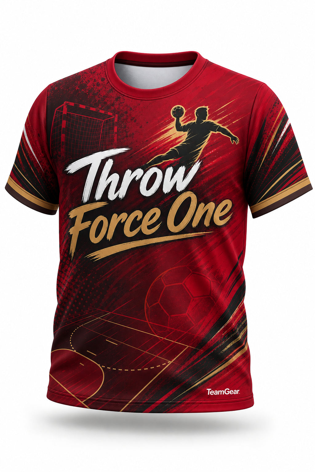 Throw Force One Crimson Handball Jersey - front and back view