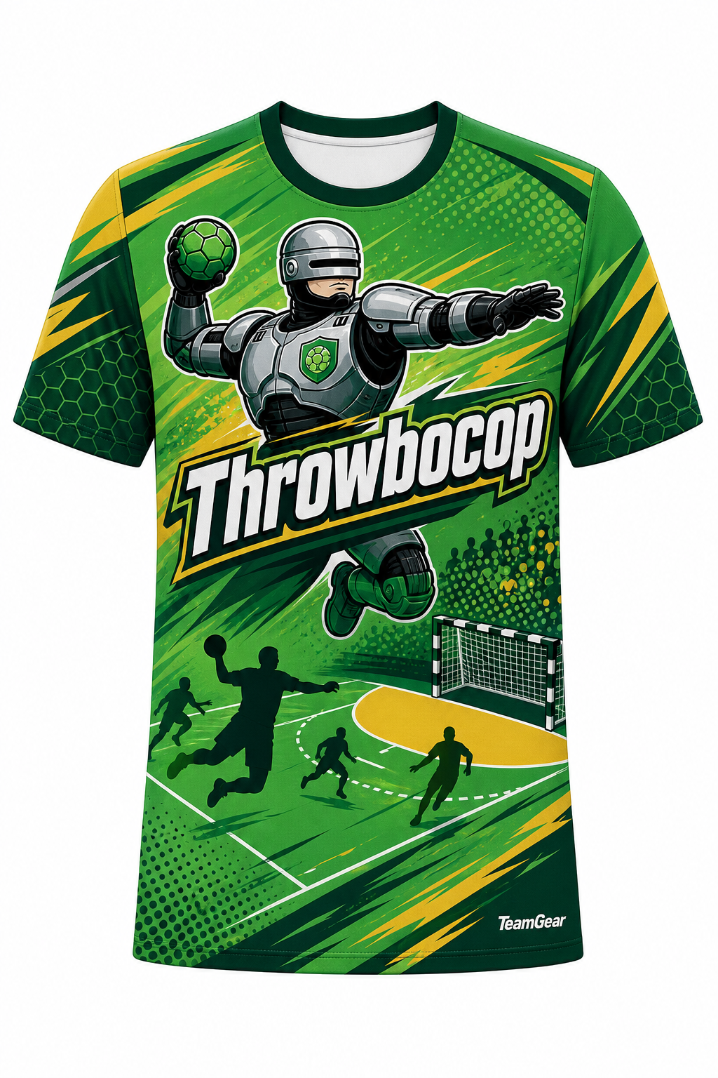 Throwbocop Green Handball Jersey design