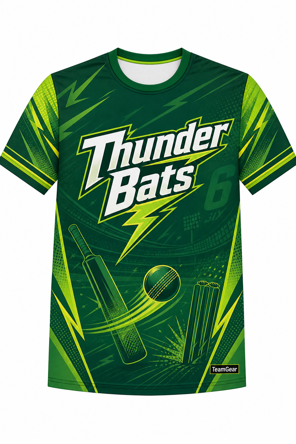 Thunder Bats Green Cricket Jersey design
