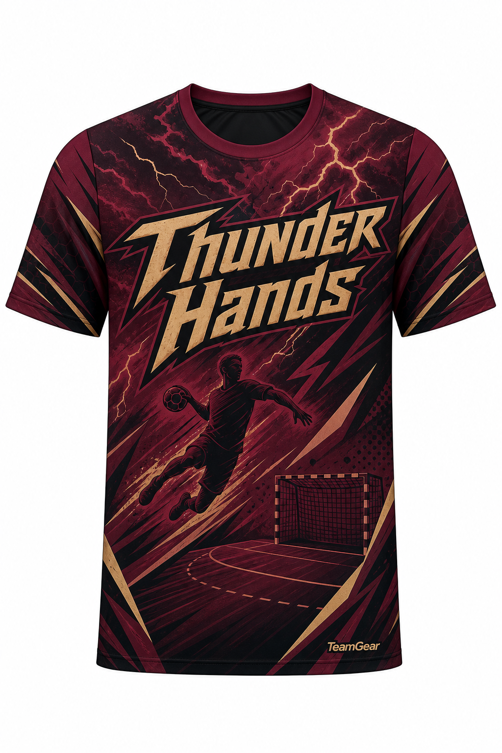 Thunder Hands Maroon Handball Jersey design