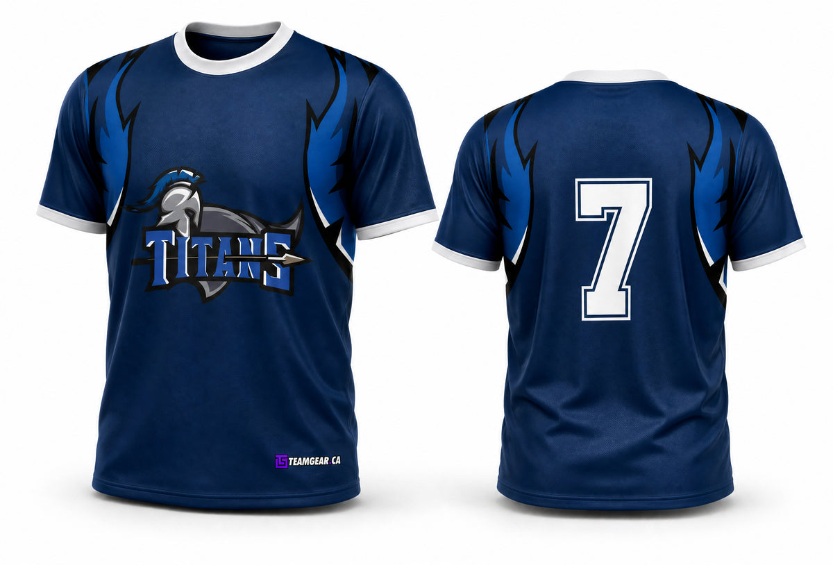 Titans Blue Softball Jersey - front and back view