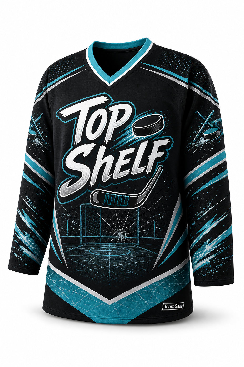 Top Shelf Black Hockey Jersey - front and back view