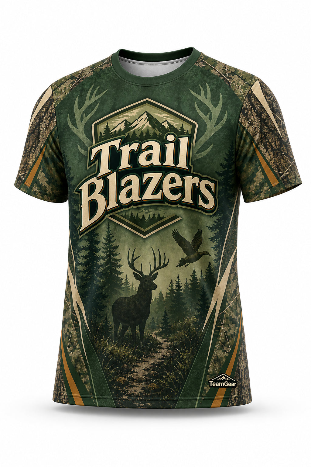 Trail Blazers Green Hunting Jersey - front and back view