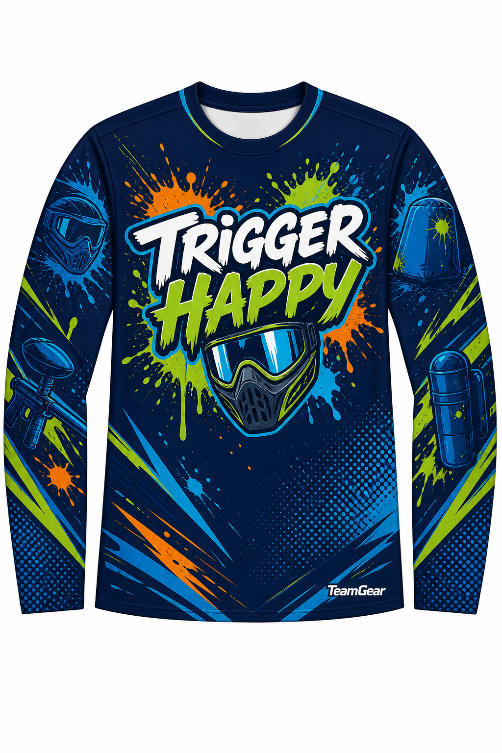 Trigger Happy Navy Long Sleeve Paintball Jersey design