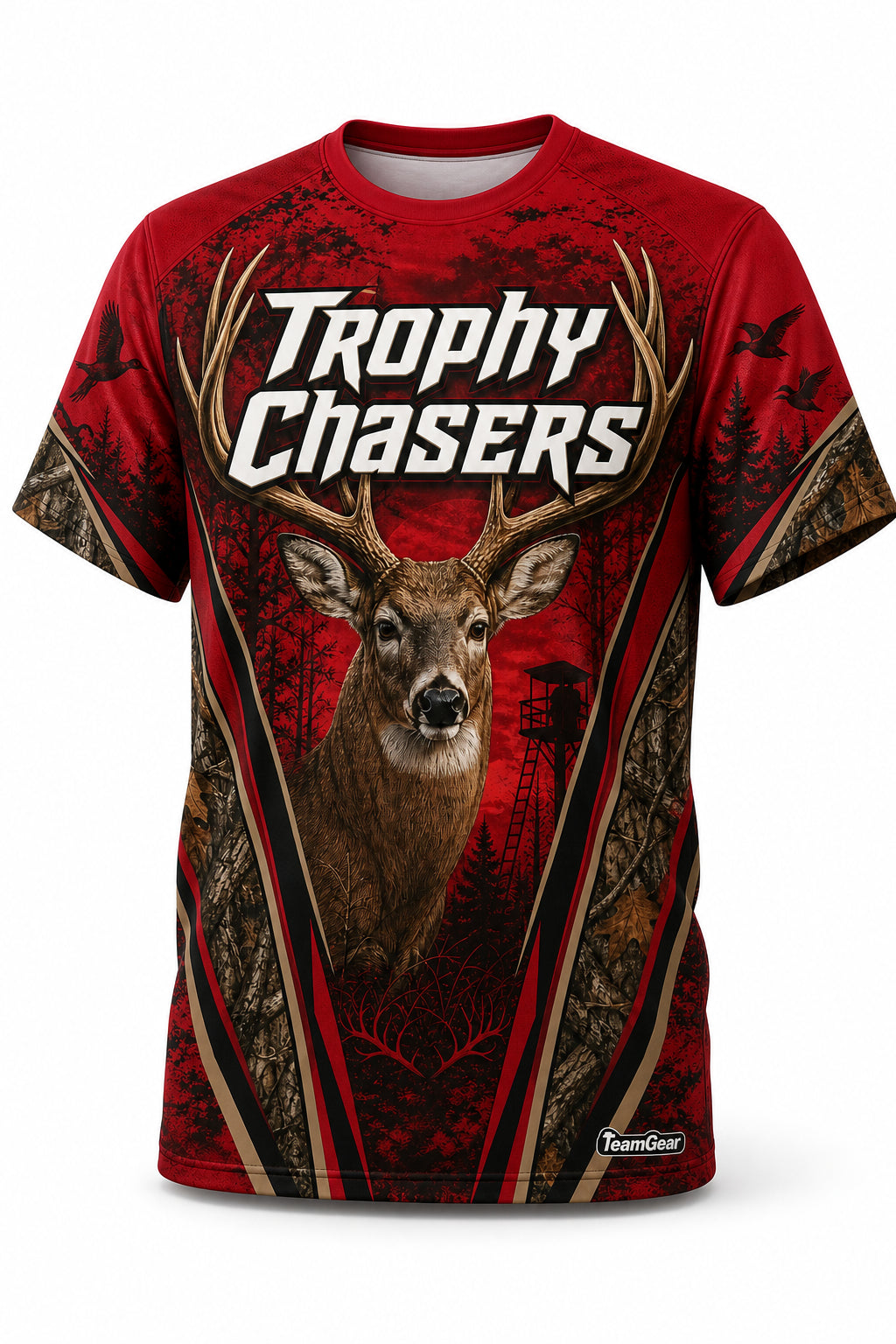 Trophy Chasers Crimson Hunting Jersey - front and back view