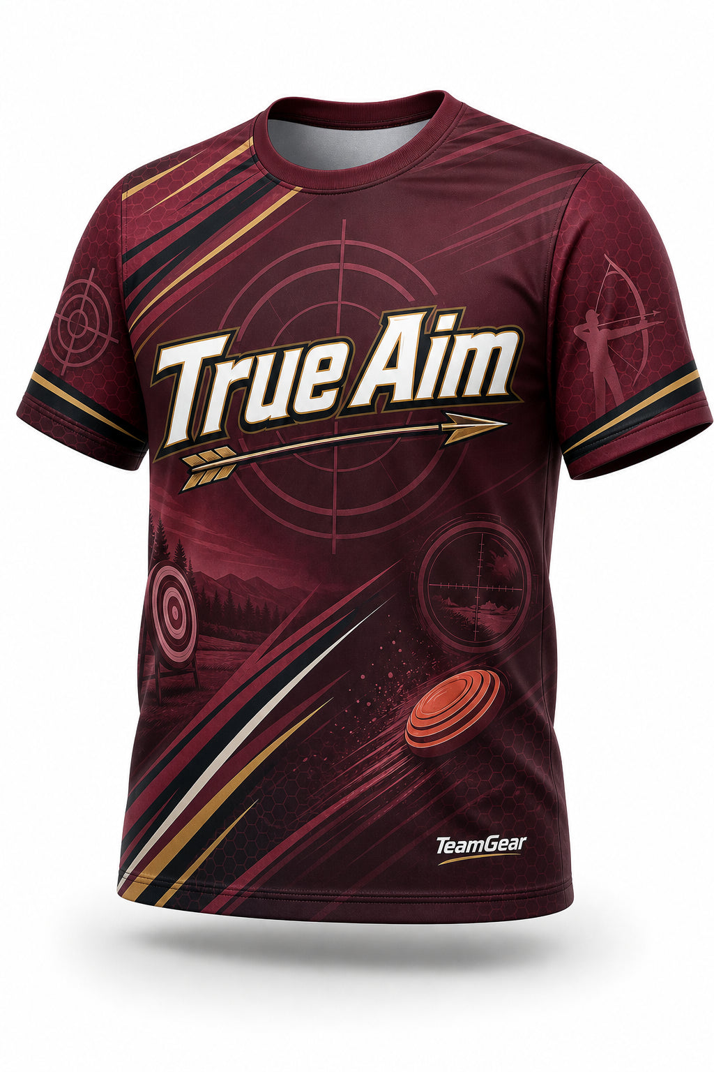 True Aim Maroon Shooting Jersey - front and back view