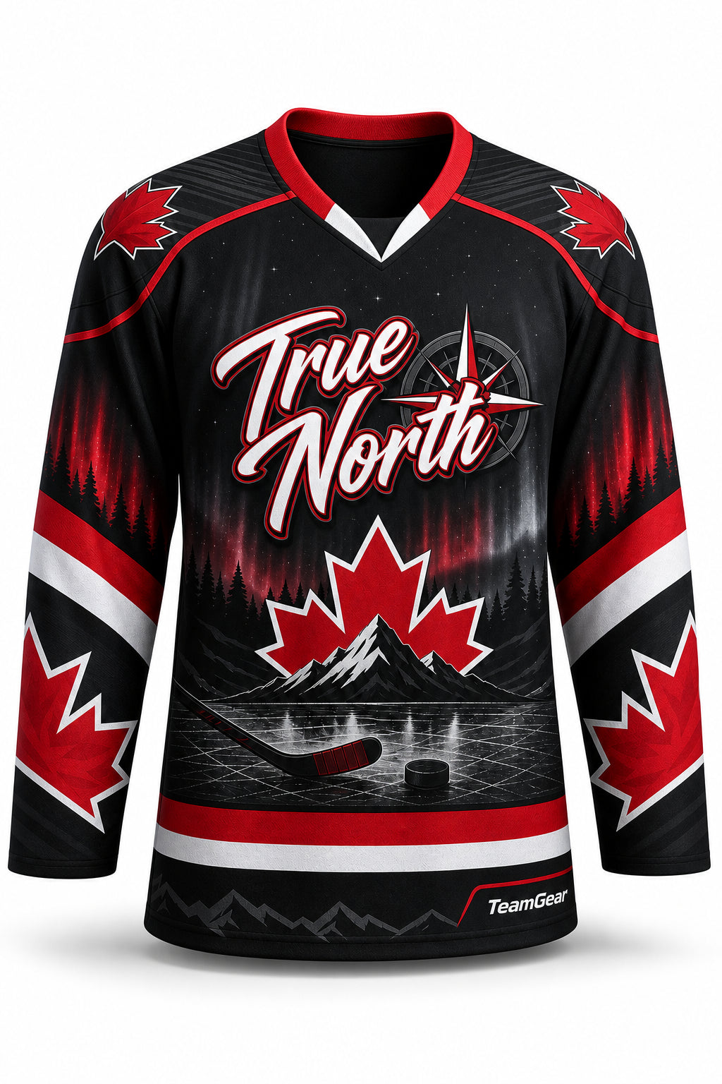 True North Black Hockey Jersey - front and back view