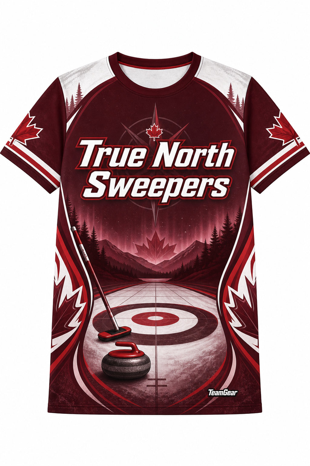 True North Sweepers Maroon Curling Jersey design