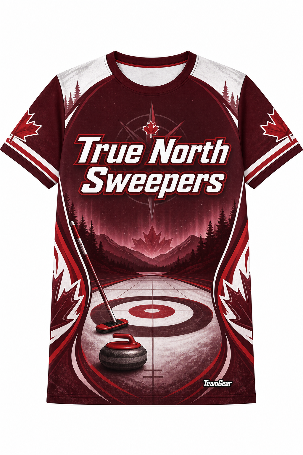 True North Sweepers Maroon Curling Jersey design