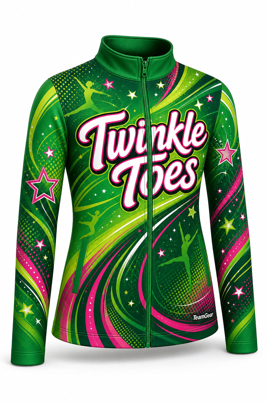 Twinkle Toes Green Dance Jacket - front and back view