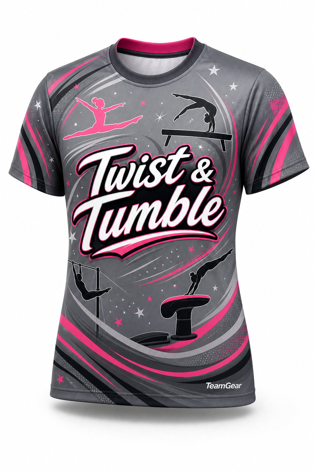 Twist & Tumble Grey Gymnastics Jersey - front and back view
