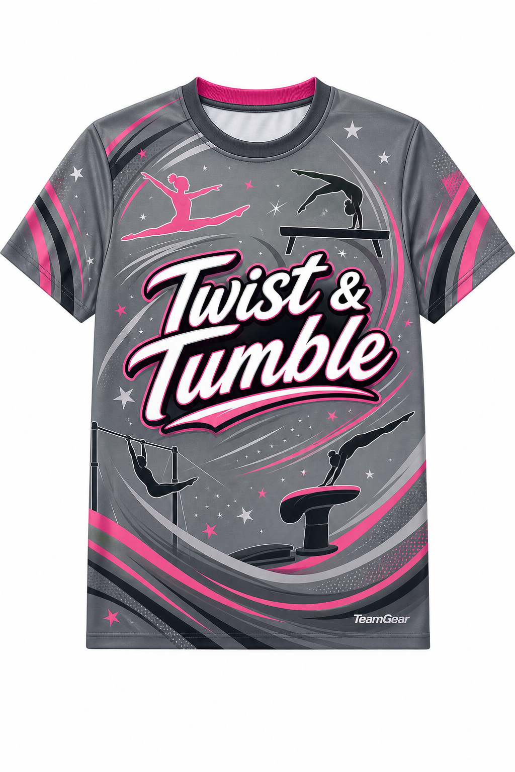 Twist & Tumble Grey Gymnastics Jersey with name and number
