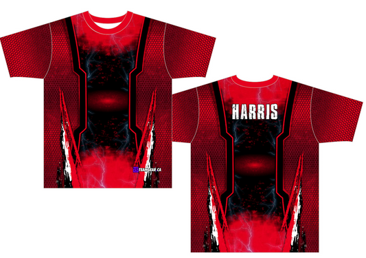 red ultimate frisbee jersey with name on the back