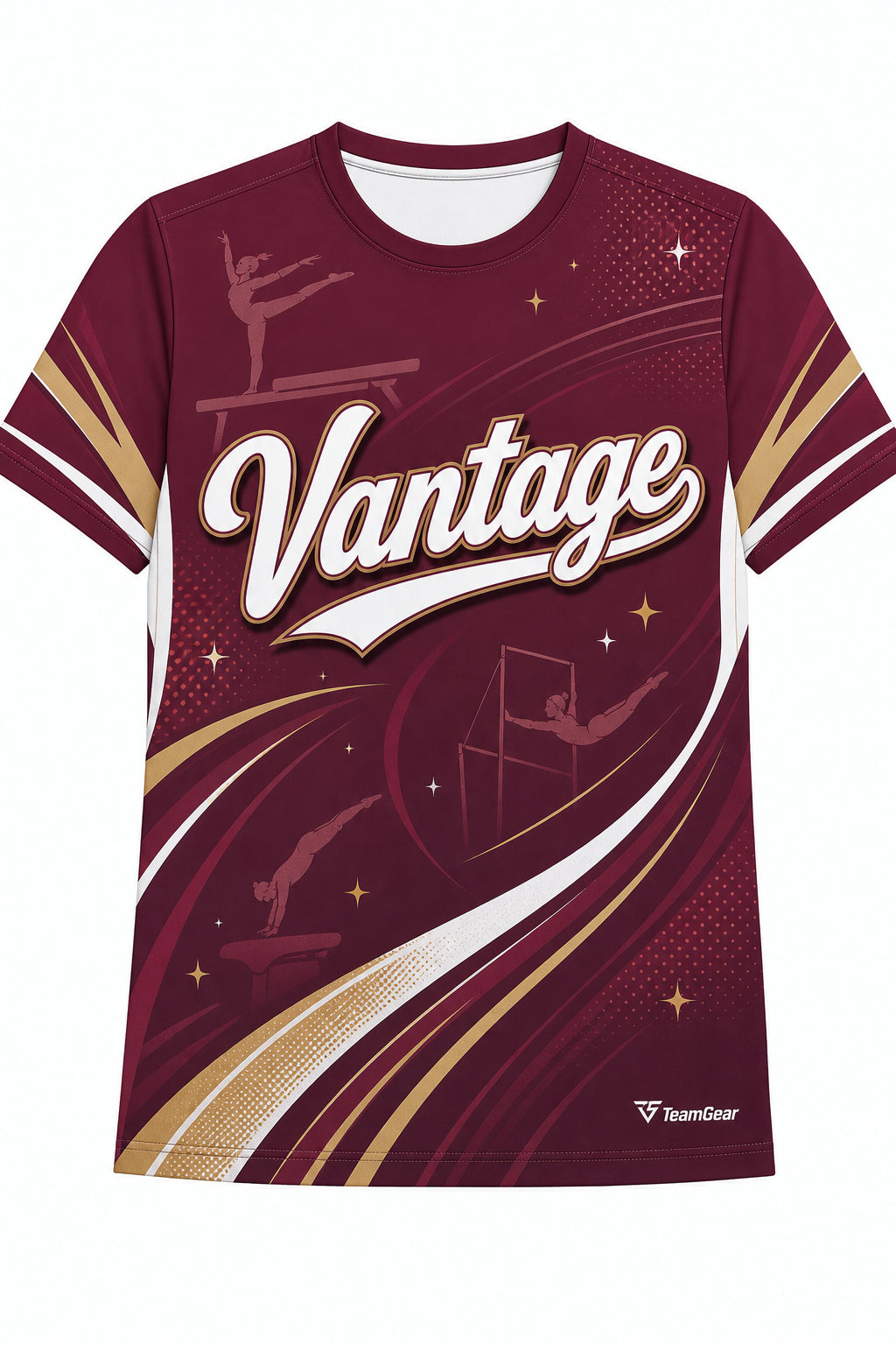 Vantage Maroon Gymnastics Jersey with name and number