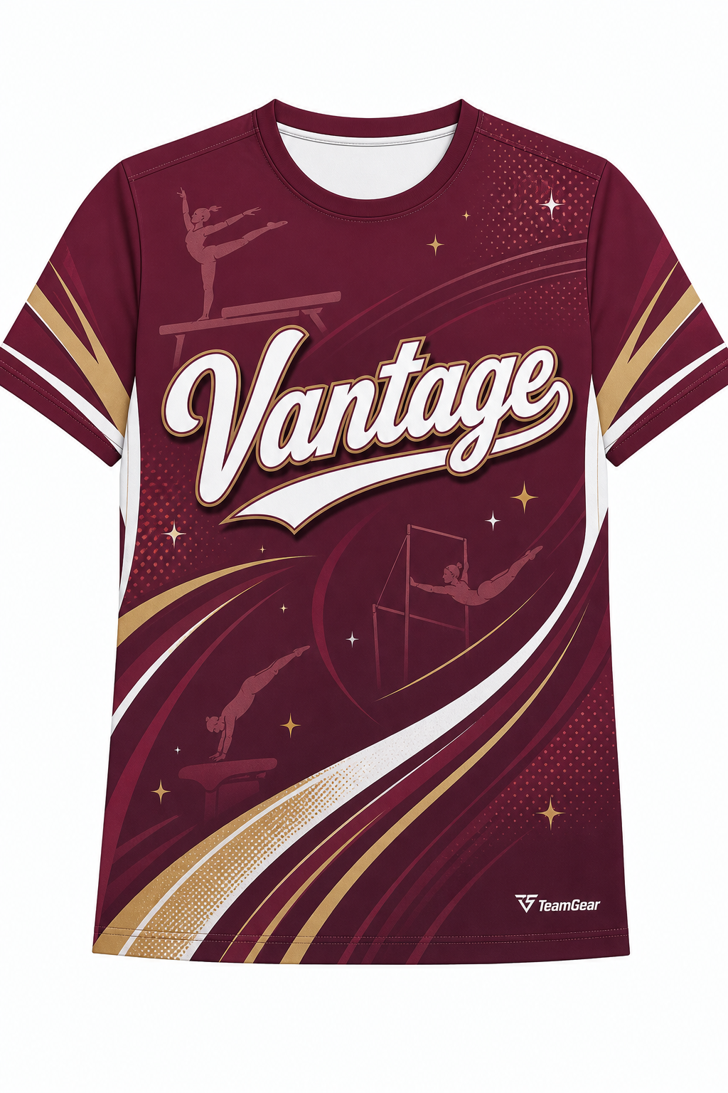 Vantage Maroon Gymnastics Jersey with name and number