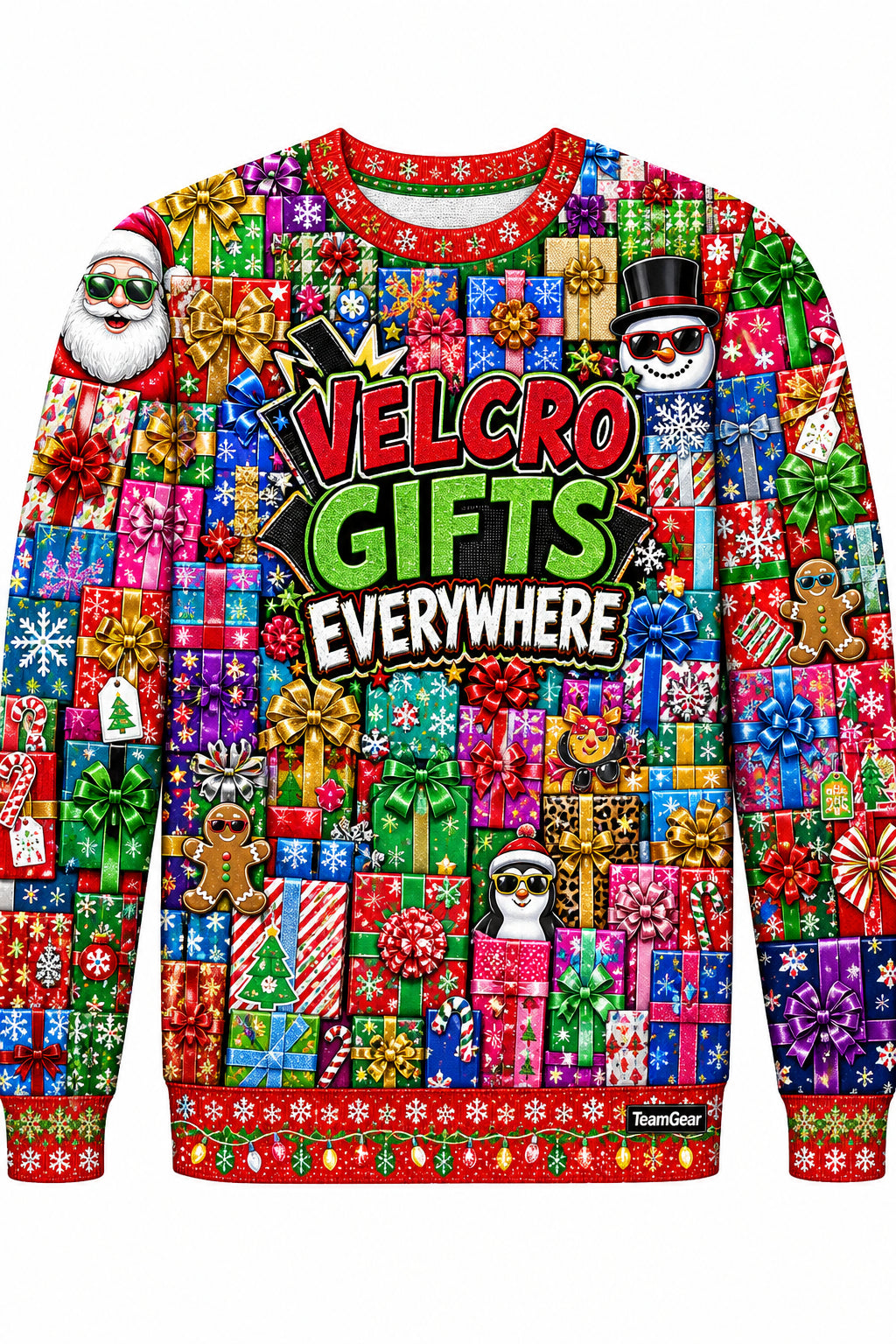 Velcro Gifts Everywhere Ugly Christmas Sweater design