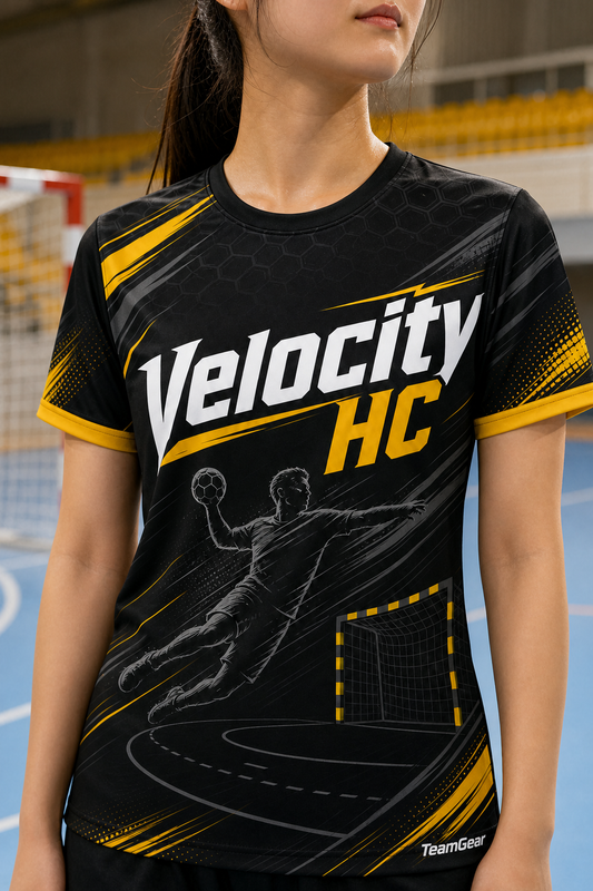 Velocity HC Black Handball Jersey — custom handball jersey worn on model — TeamGear Canada