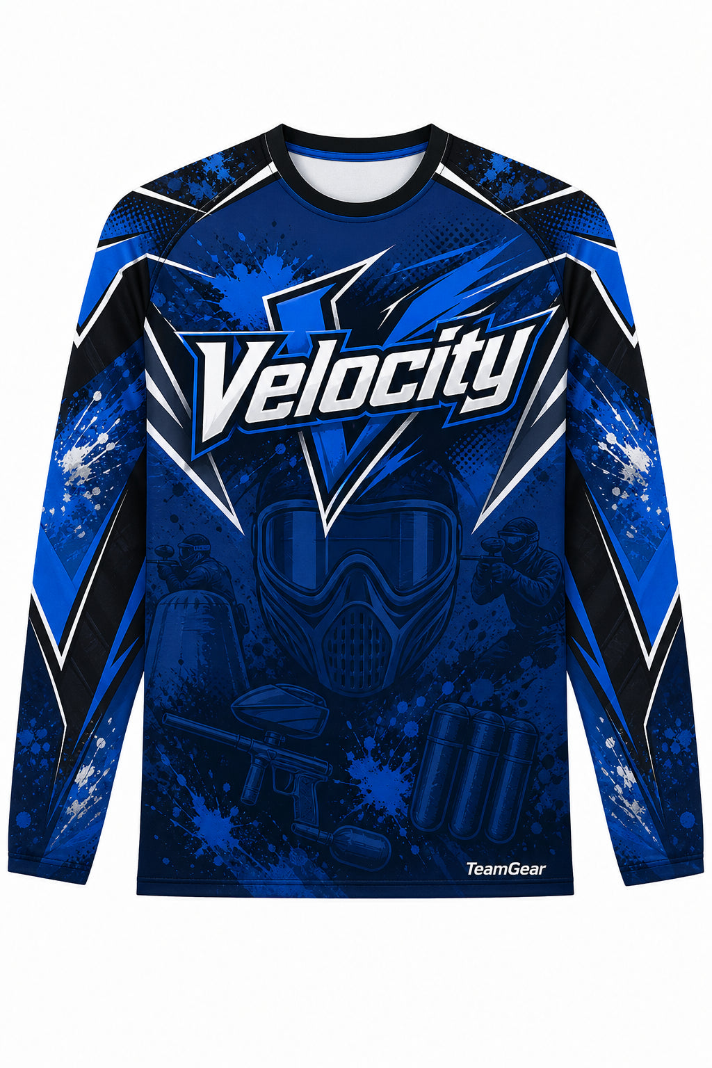 Velocity Blue Long Sleeve Paintball Jersey design