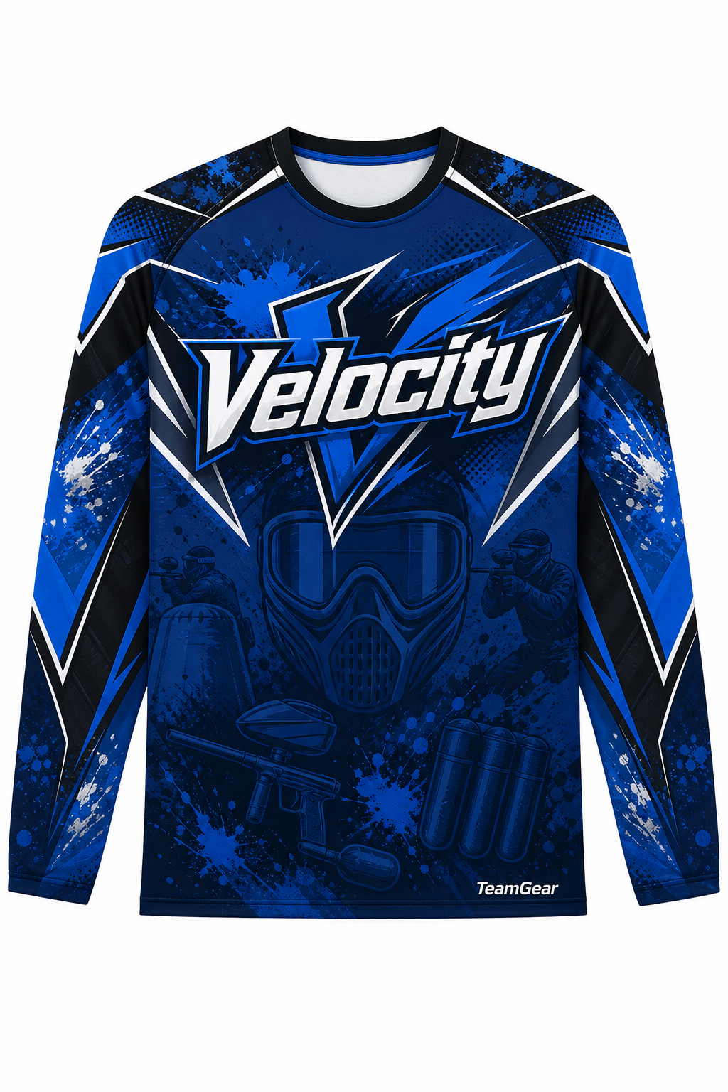 Velocity Blue Long Sleeve Paintball Jersey design