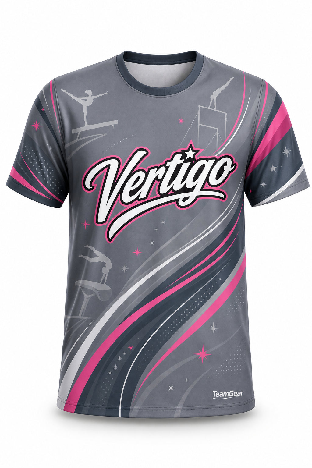 Vertigo Grey Gymnastics Jersey - front and back view
