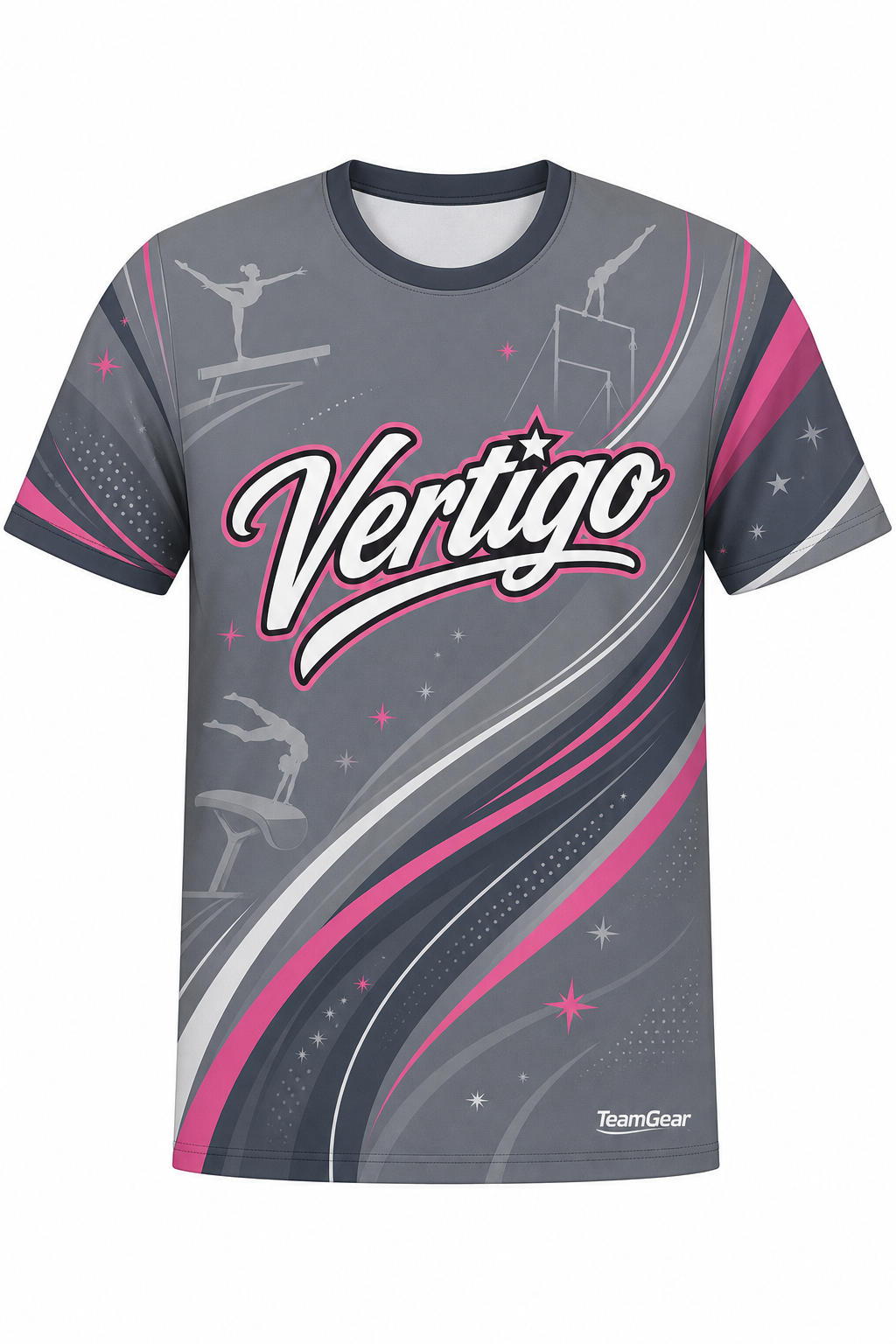 Vertigo Grey Gymnastics Jersey with name and number