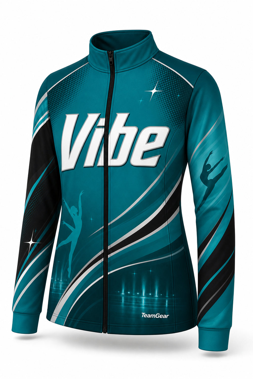 Vibe Teal Dance Jacket - front and back view
