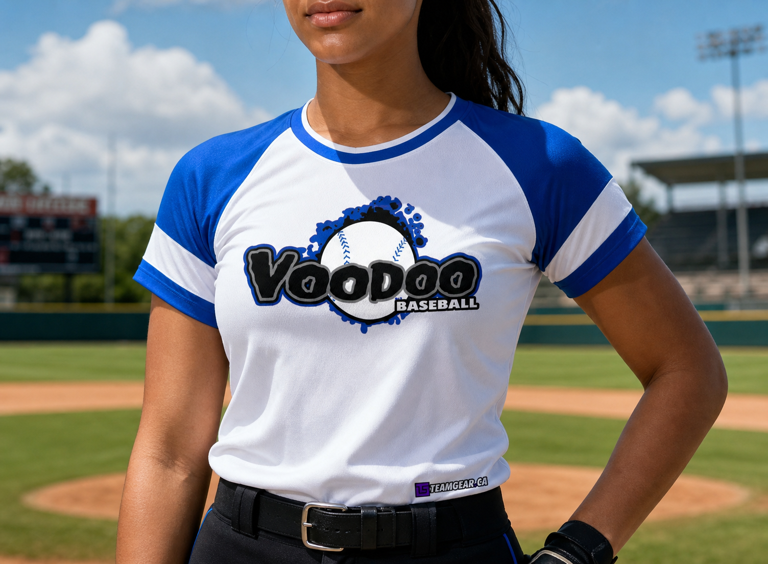 Voodoo Baseball Jersey — custom baseball jersey worn on model — TeamGear Canada