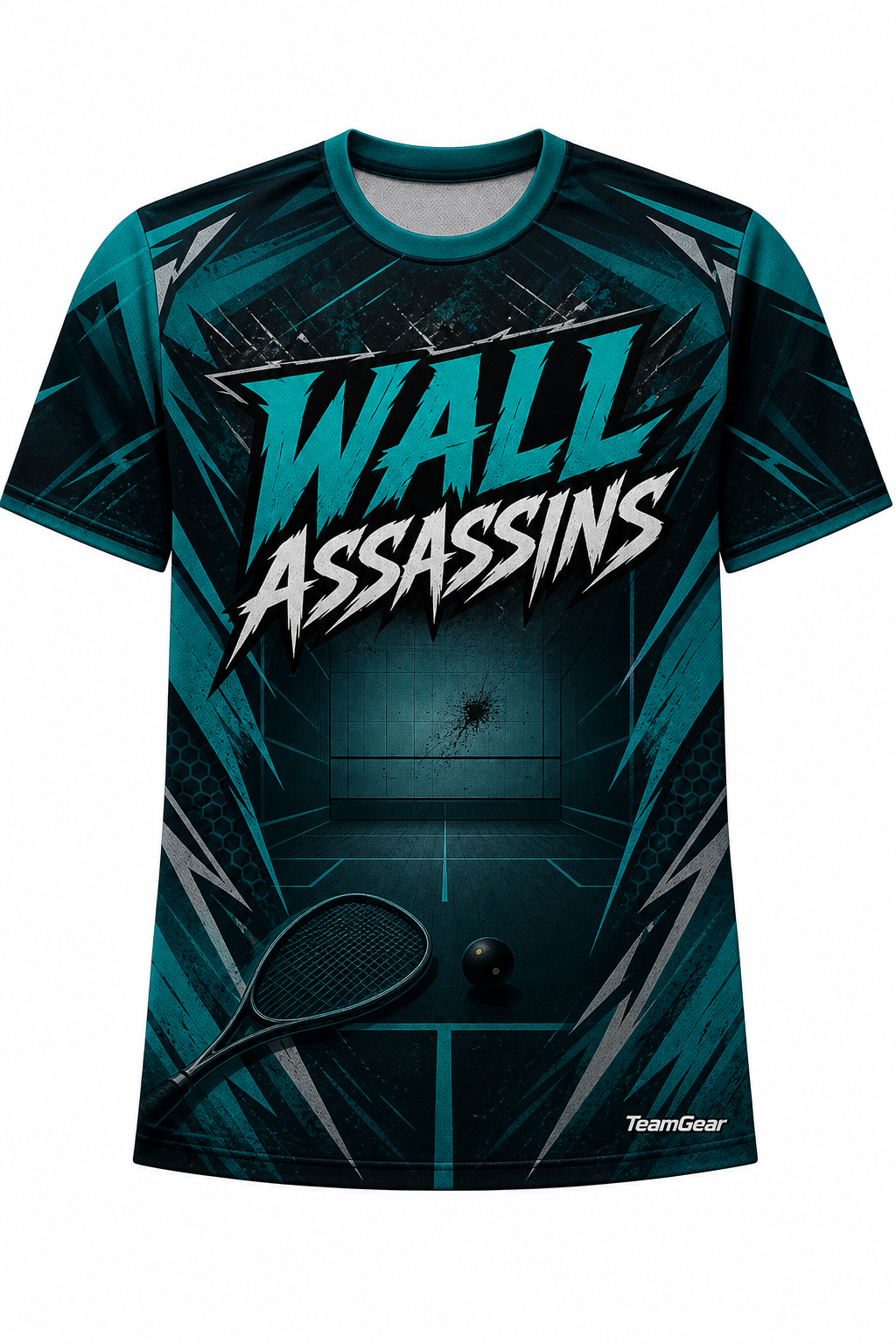 Wall Assassins Teal Squash Jersey with name and number