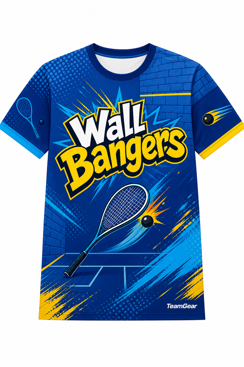 Wall Bangers Blue Squash Jersey with name and number