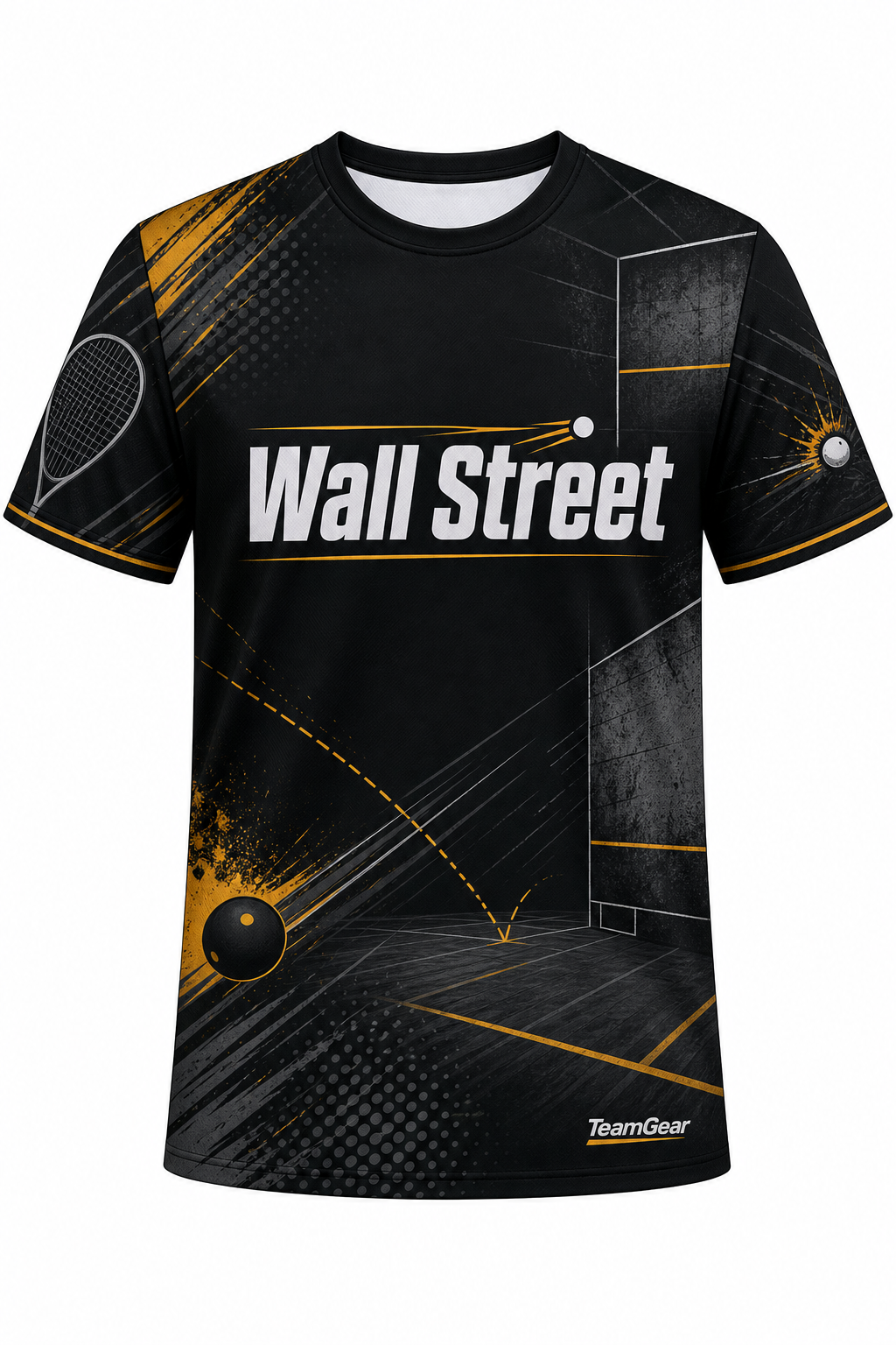 Wall Street Black Squash Jersey with name and number