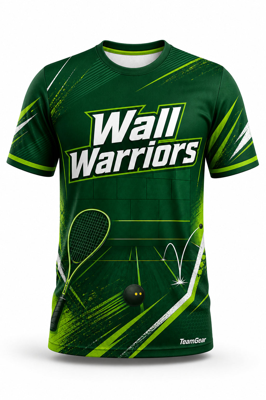 Wall Warriors Green Squash Jersey - front and back view