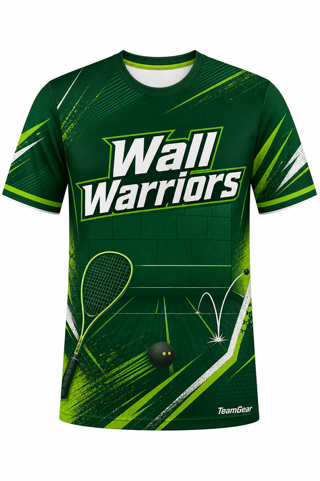 Wall Warriors Green Squash Jersey with name and number