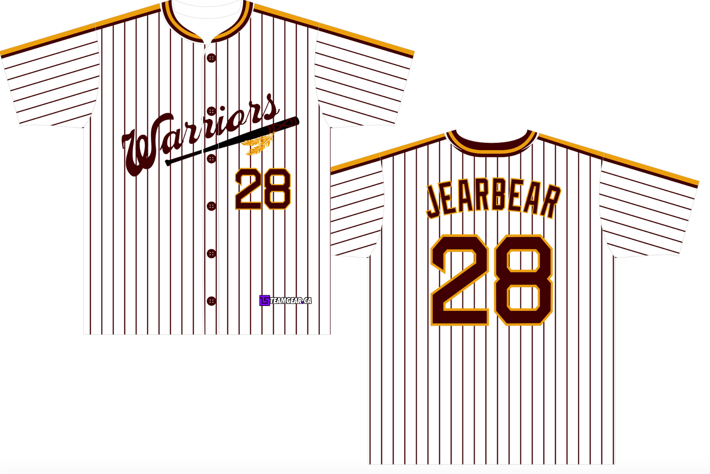 Warriors White Pinstripe Baseball Jersey