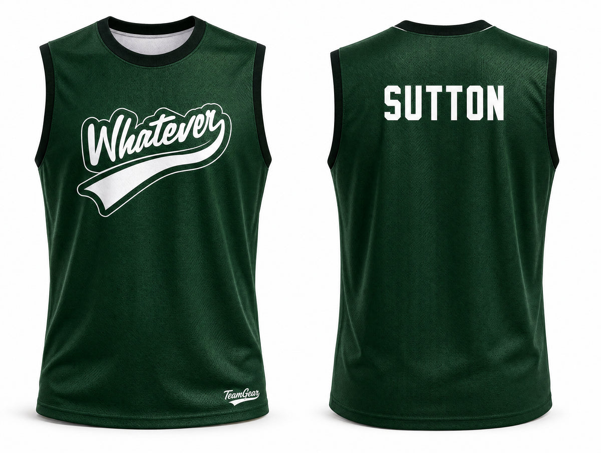 Whatever Green Basketball Jersey - front and back view
