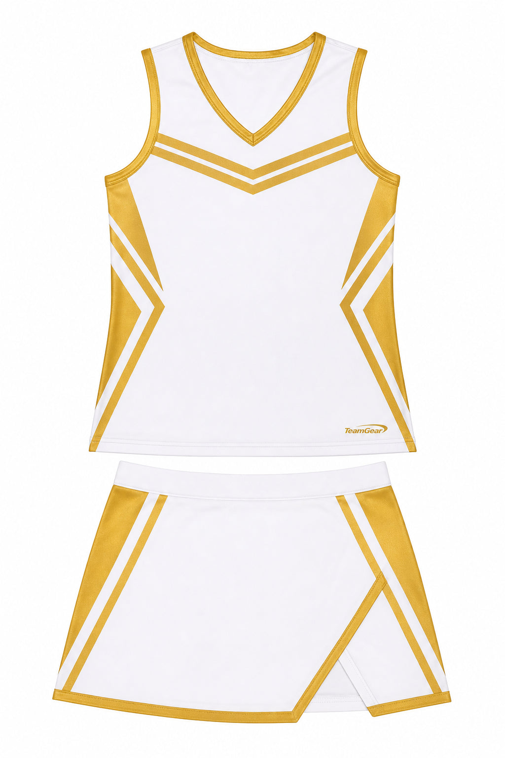 White and Gold Cheerleading Uniform design